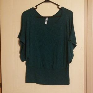 Annabelle flutter sleeve teal shirt